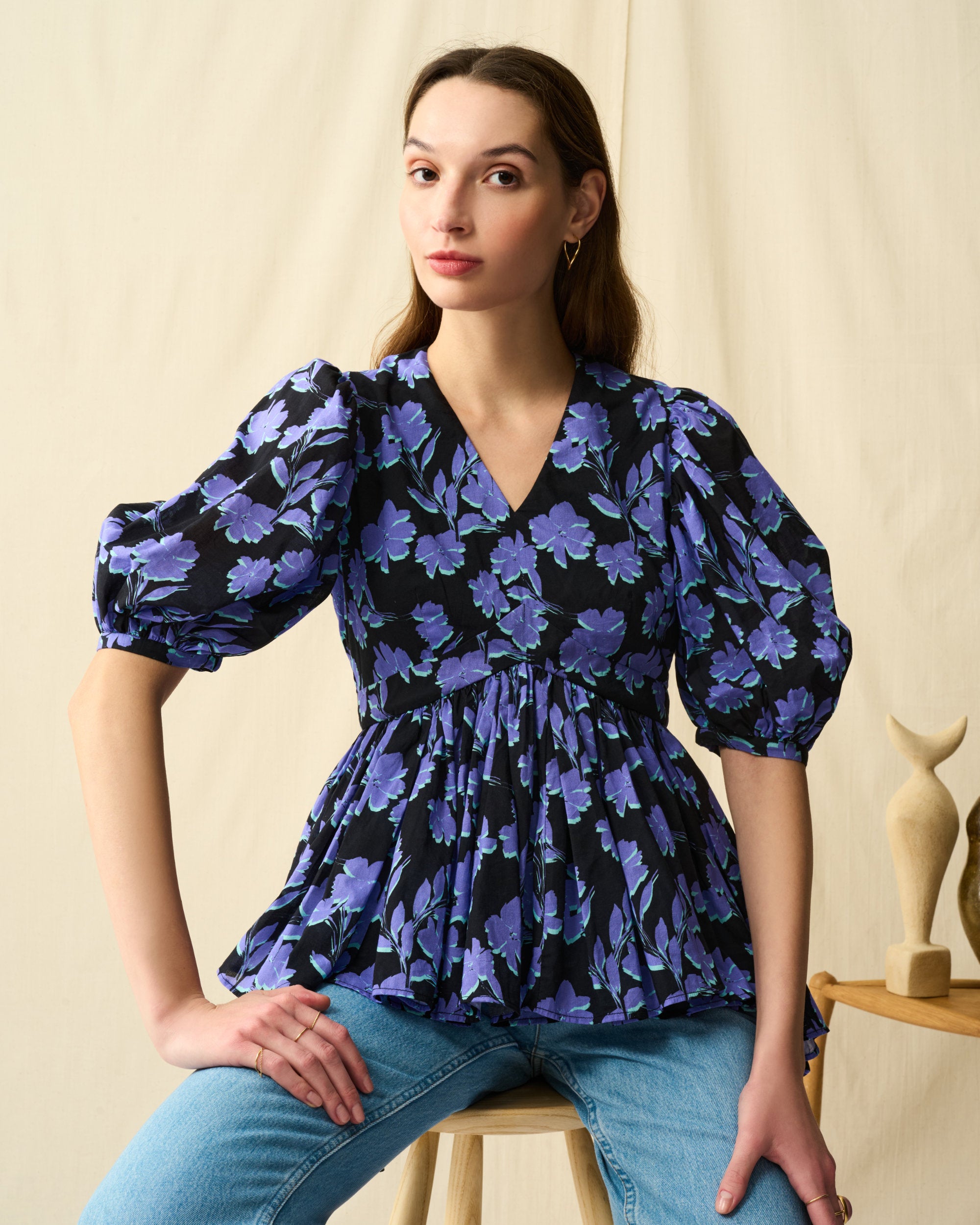 ラストダンスのブラウス Evening Bloom/Black