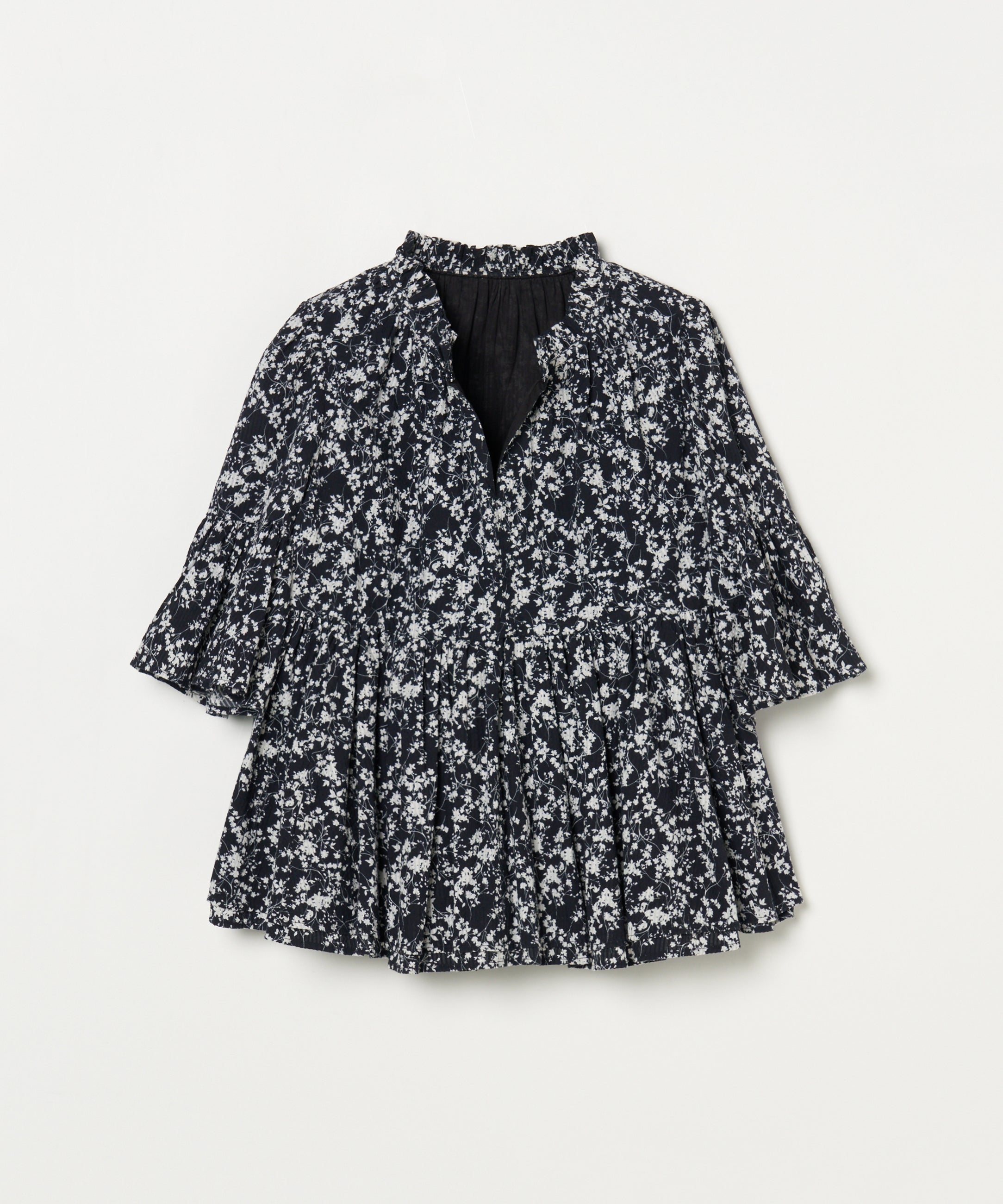 【予約】星明りのブラウス Seersucker Shadow Play/Black