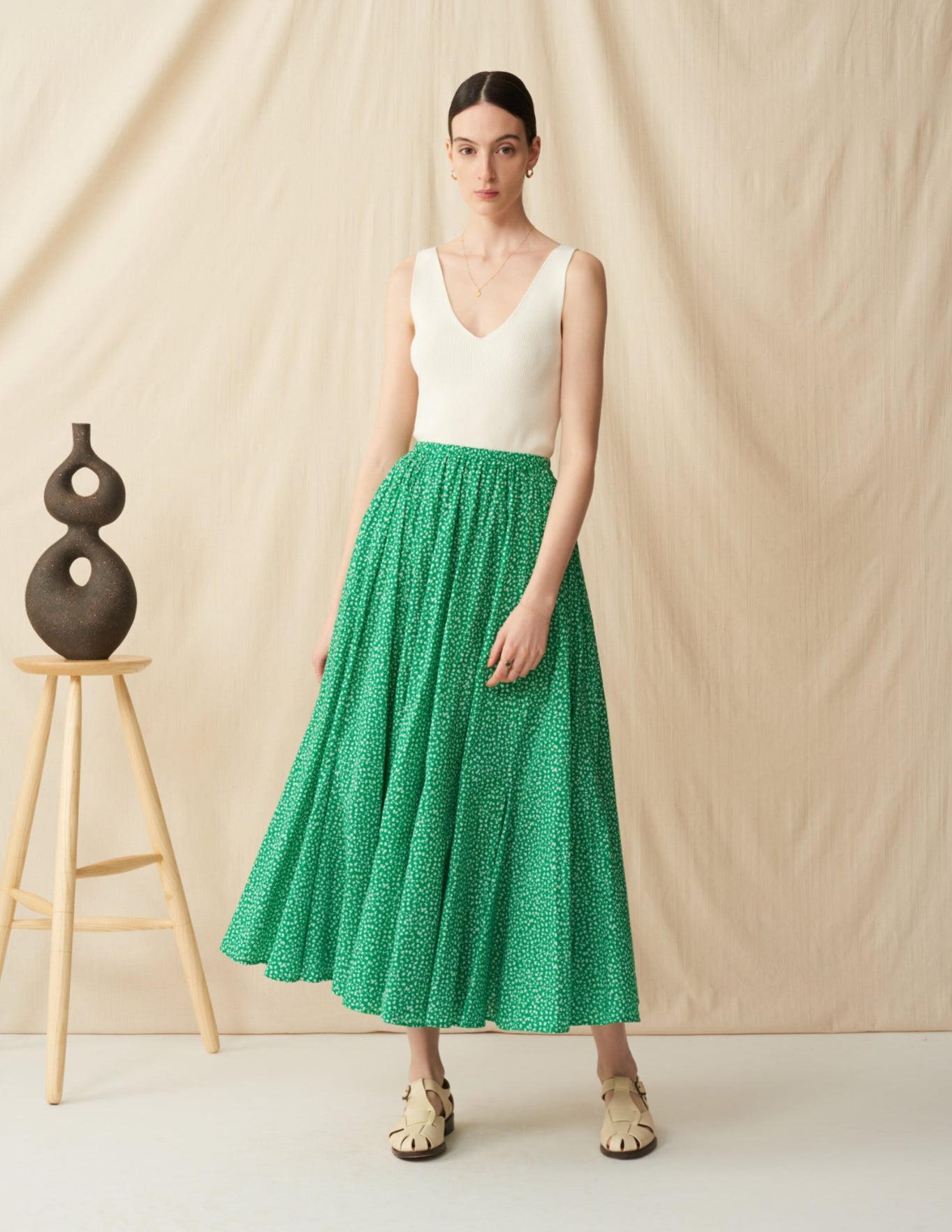 月影のスカート <br>Baby Daisies/Green