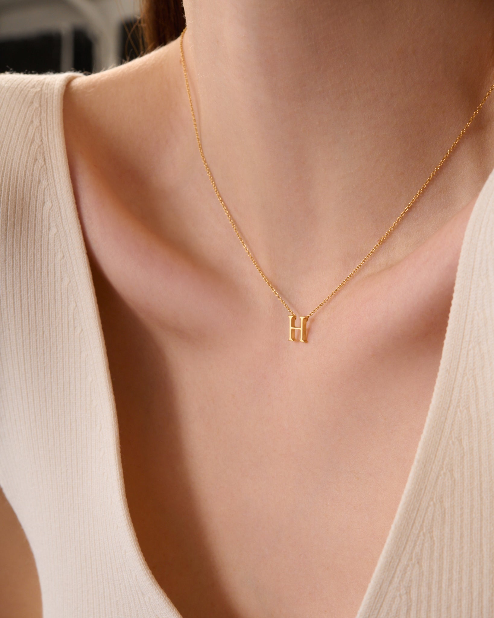 My Letters Silver ネックレス＜H＞40cm (ゴールドカラー)【SV925】