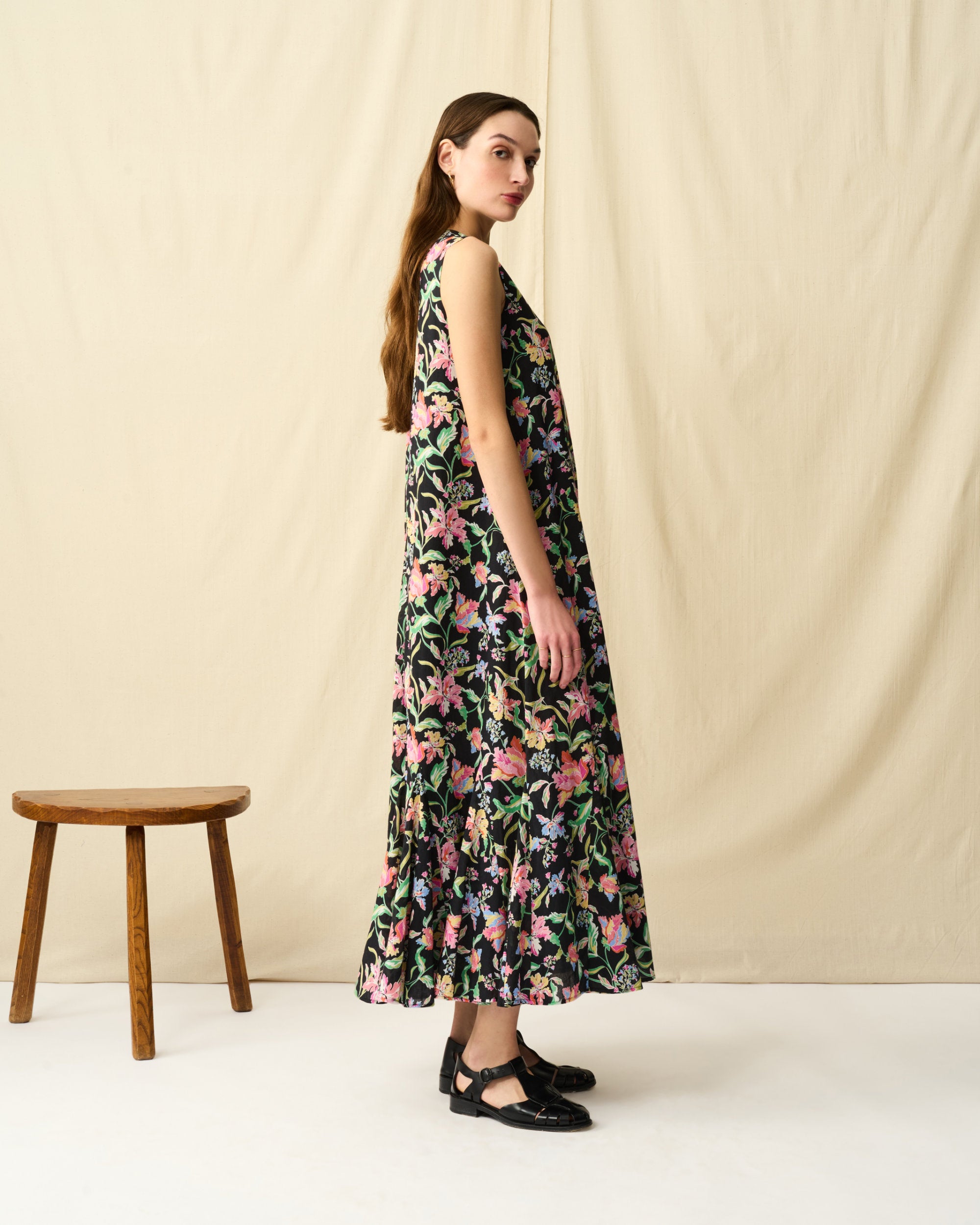 【予約】夏の月影のドレス Midnight Flowers/Black