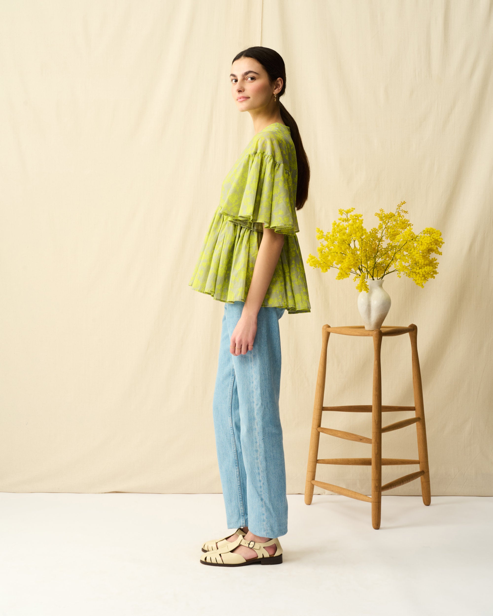 【予約】フリージアのブラウス Radiant Flowers/Grey