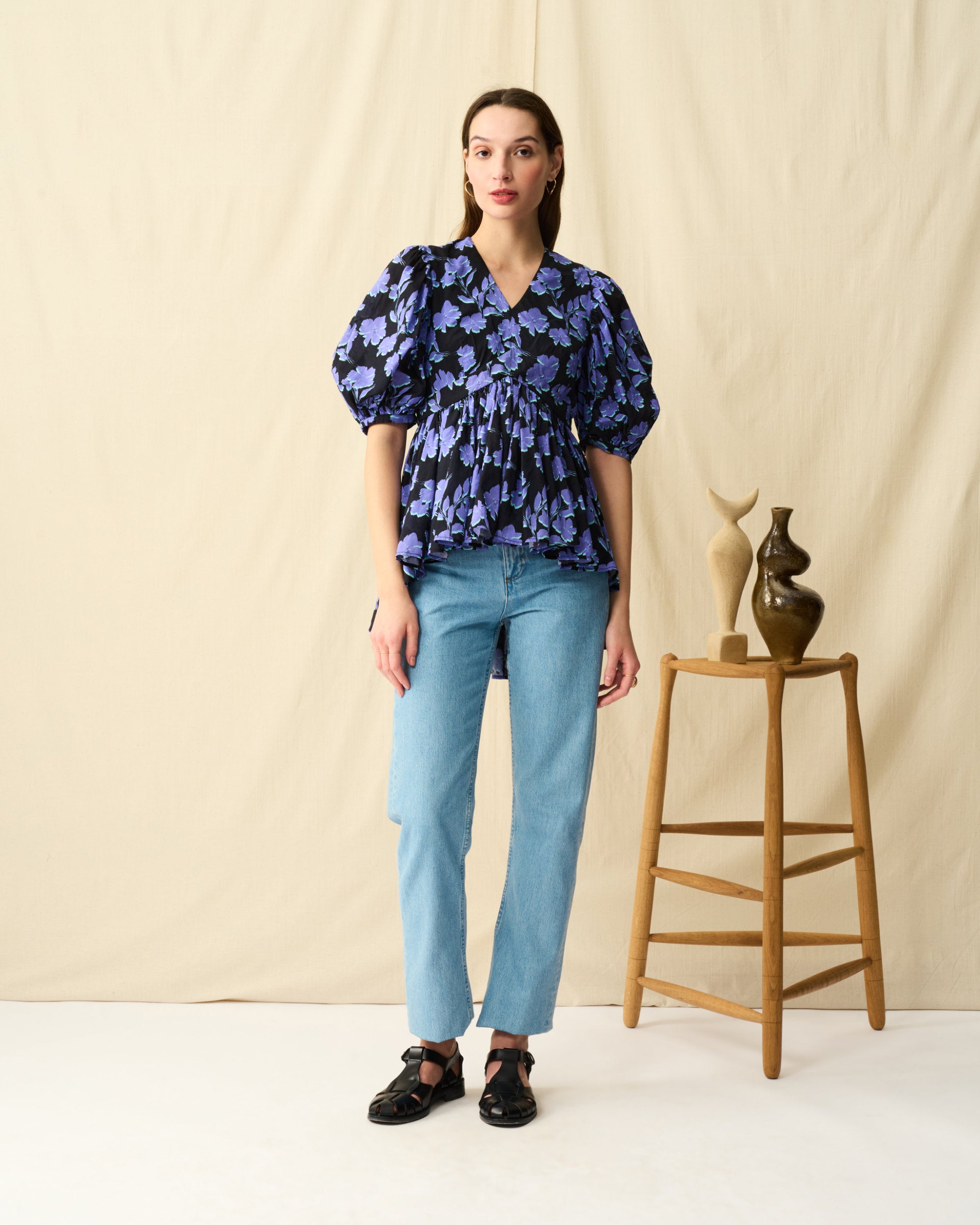 ラストダンスのブラウス Evening Bloom/Black