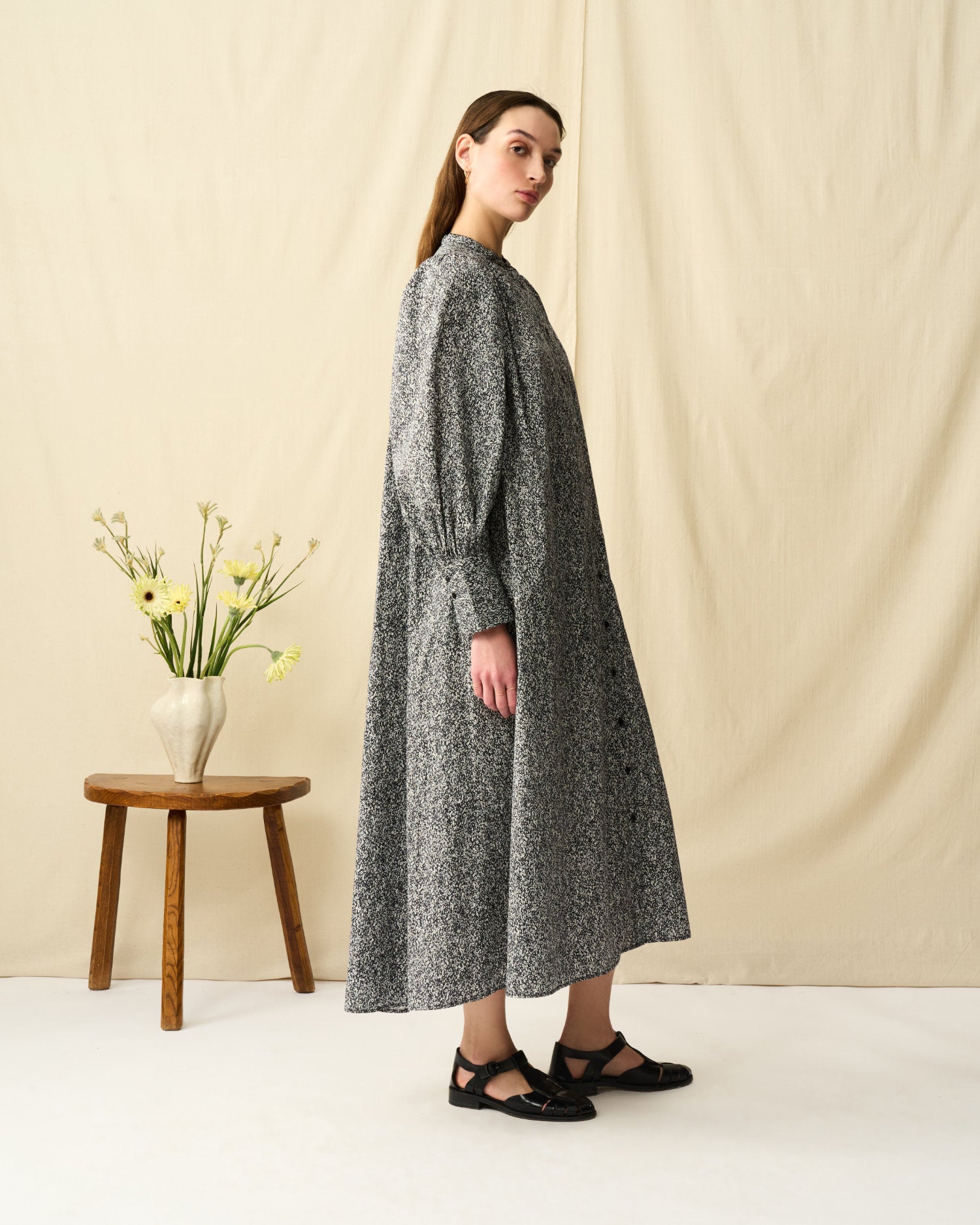 風の鳥のドレス Shadow Flora/Black