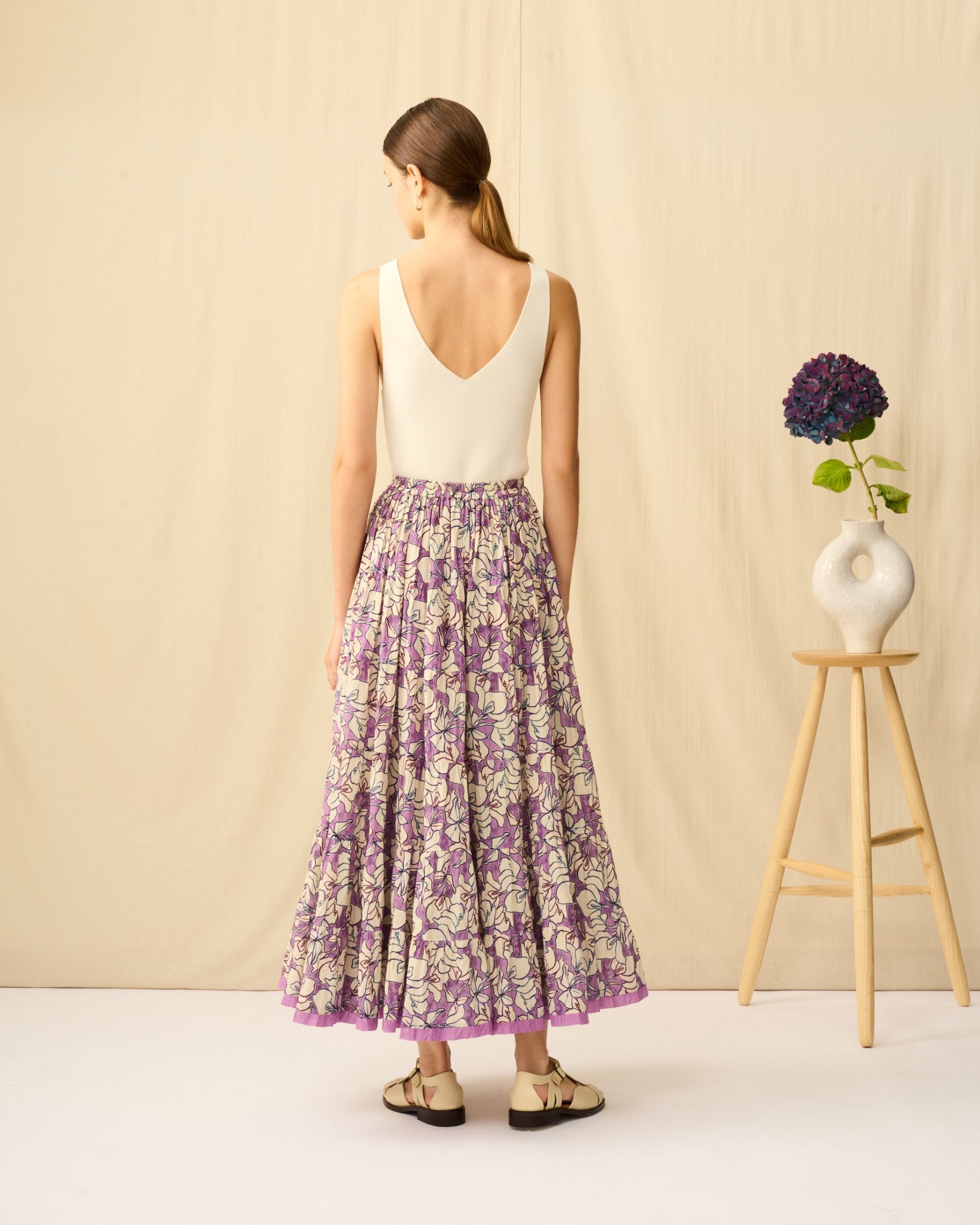 【予約】草原の虹のスカート Flower Poem/Purple