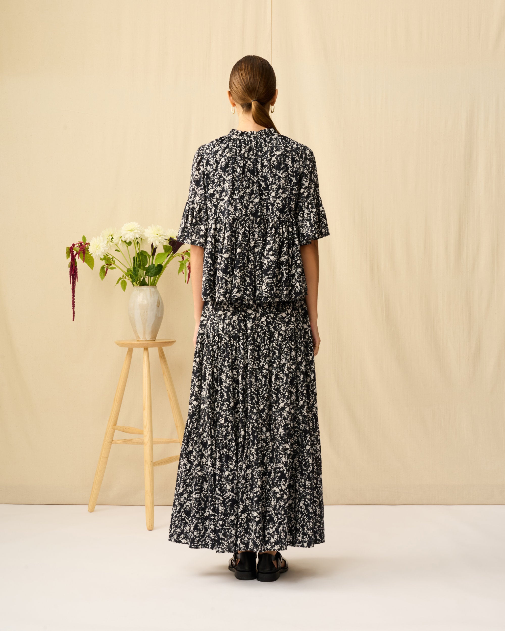 【予約】星明りのブラウス Seersucker Shadow Play/Black