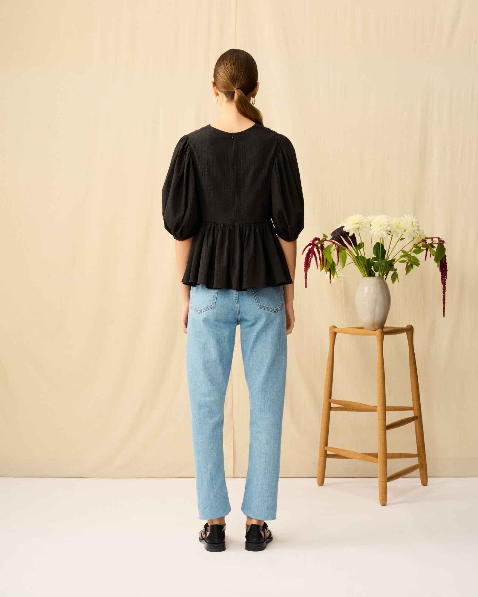 マドモアゼルのブラウス Seersucker Onyx