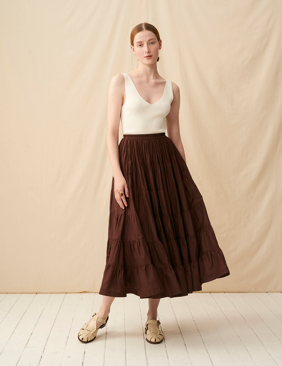 草原の虹のスカート Cacao 