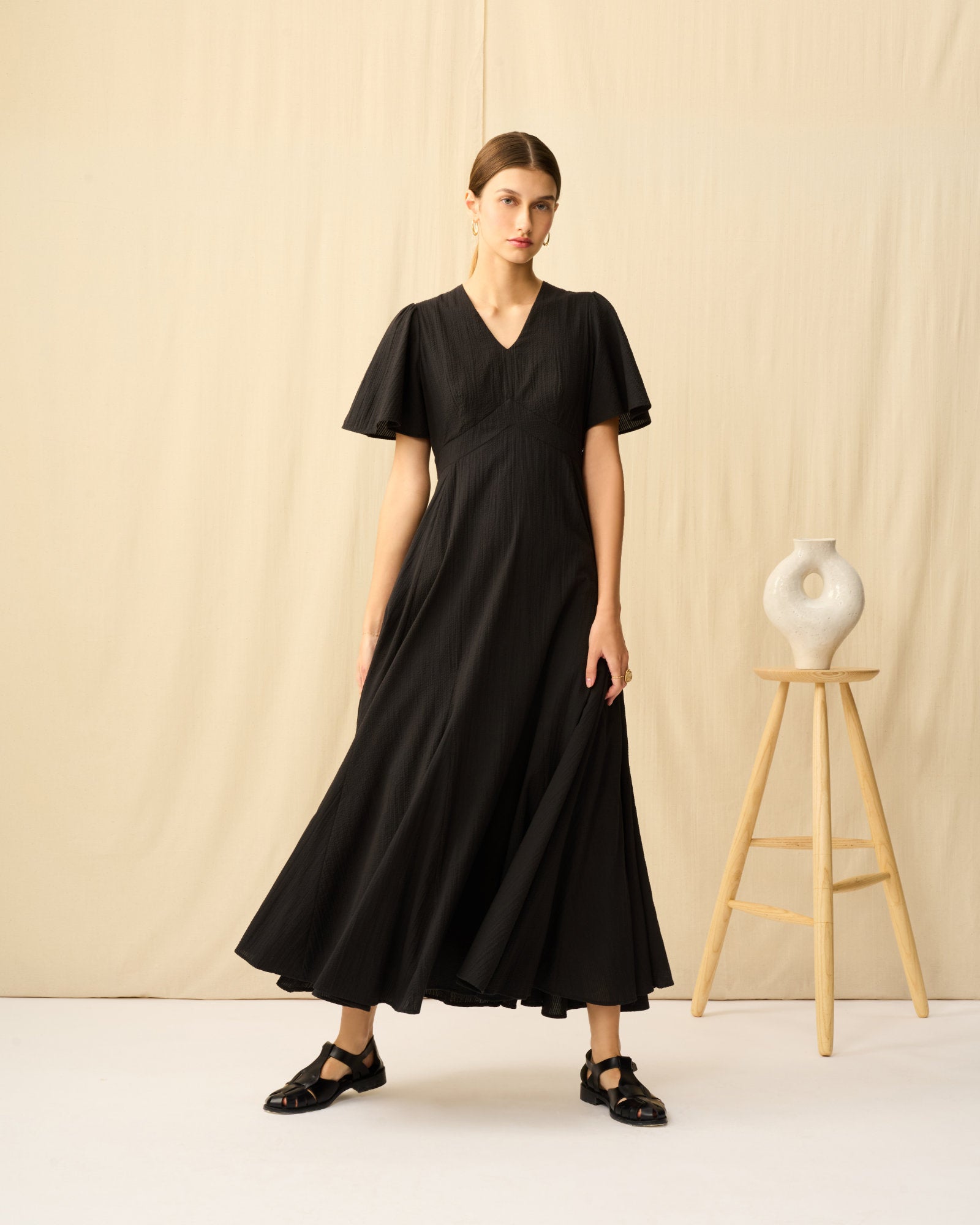 【予約】せせらぎのドレス Seersucker Onyx