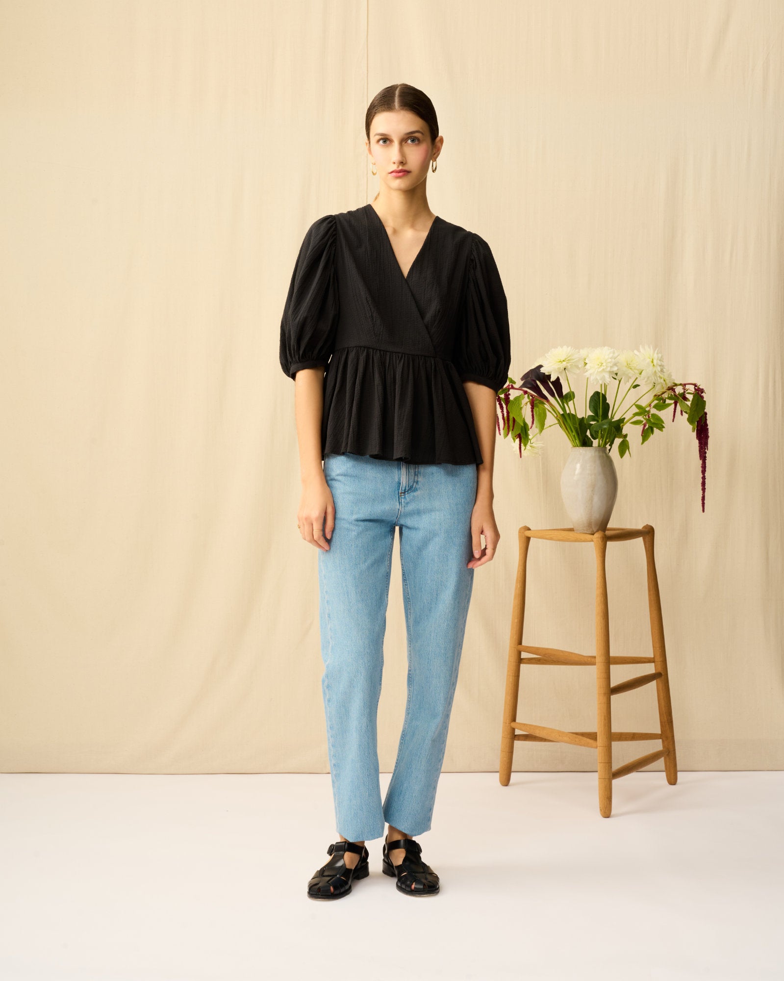 マドモアゼルのブラウス Seersucker Onyx