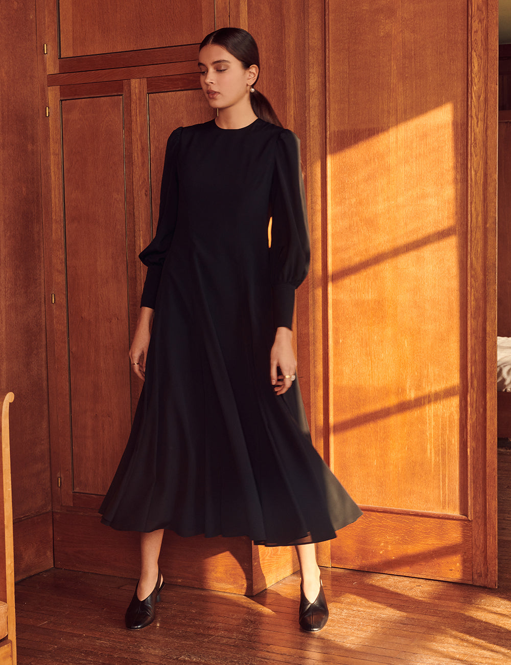 マリハ ワンピース セレナーデのドレス (長袖) Black シティードレス