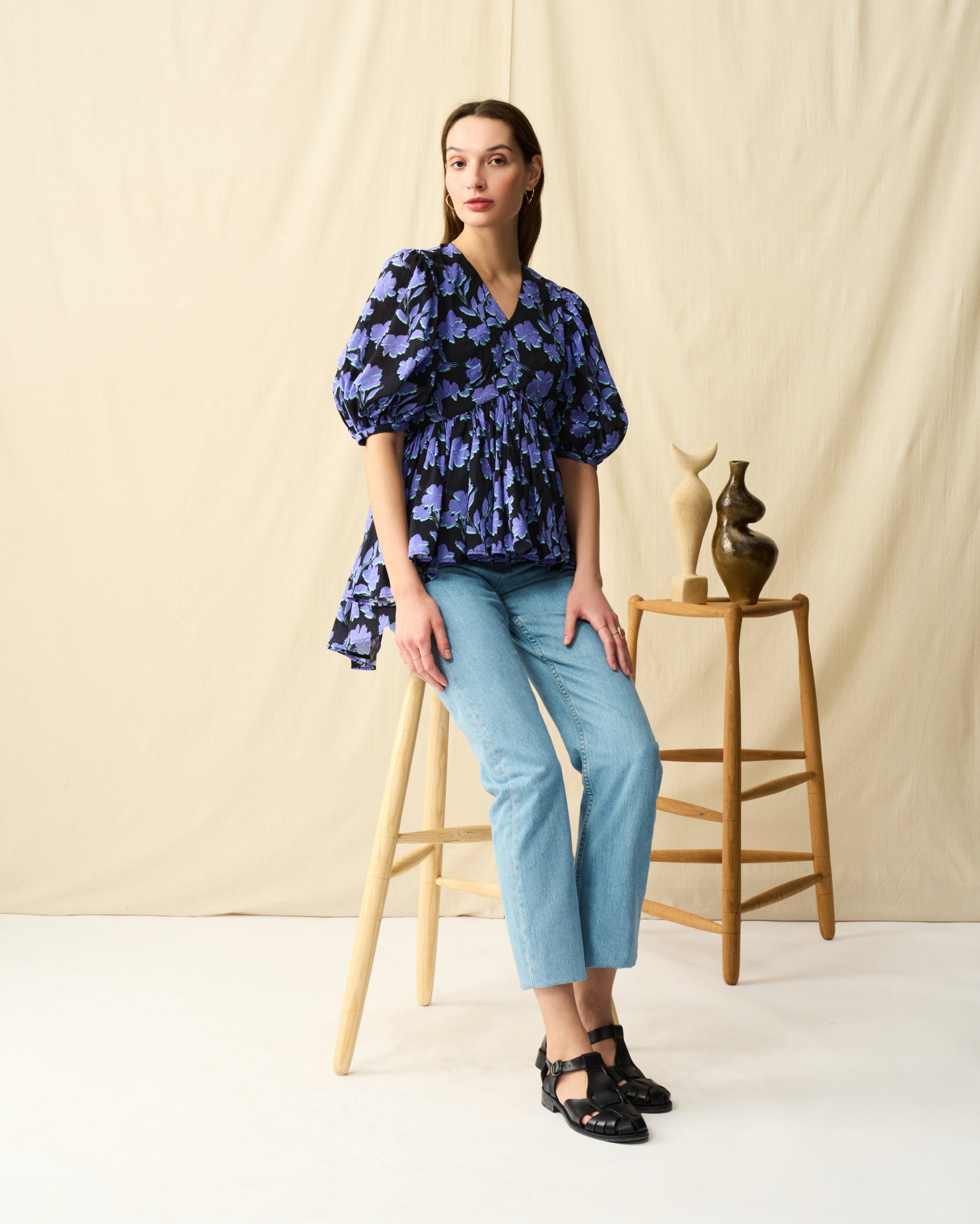 ラストダンスのブラウス Evening Bloom/Black