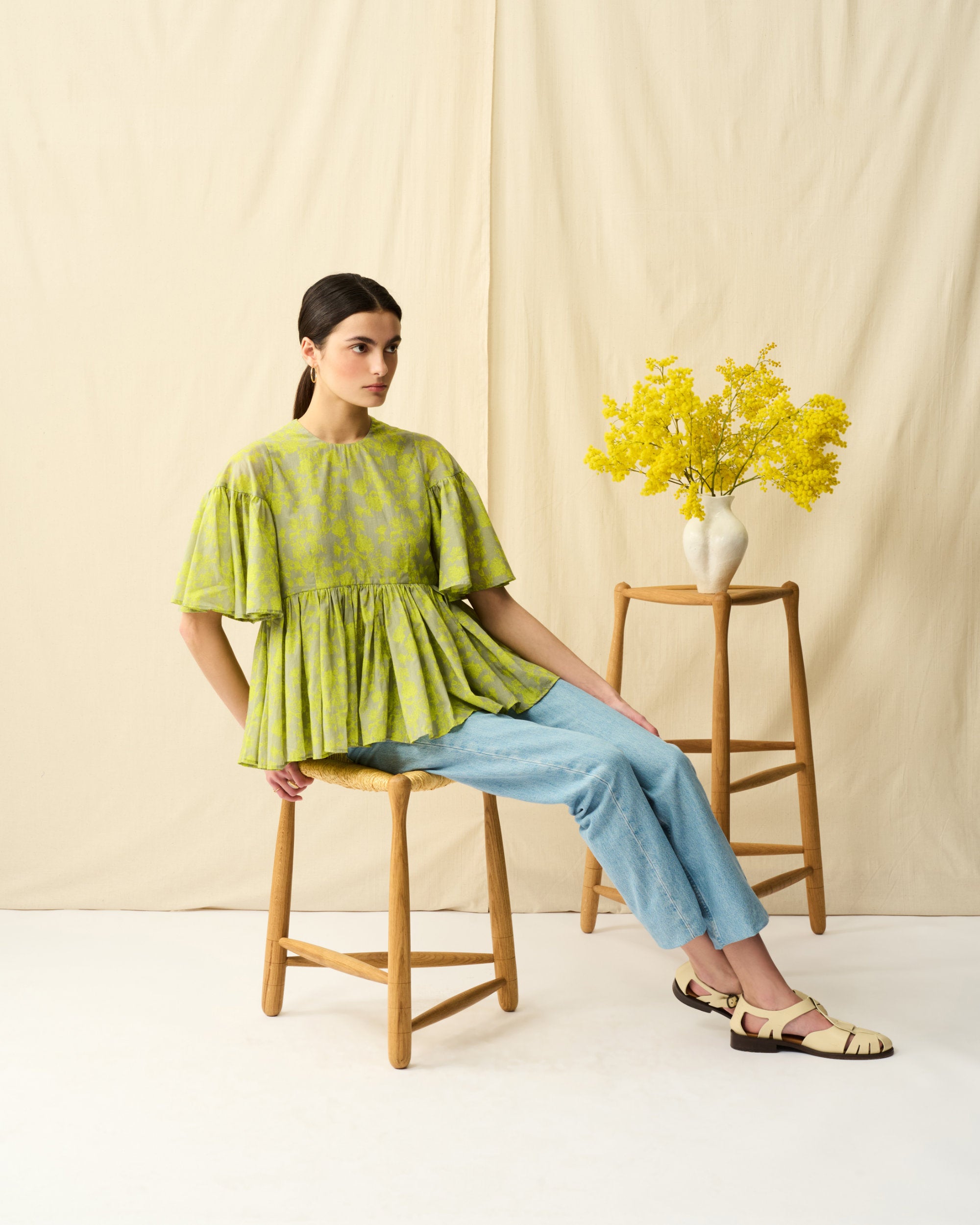 【予約】フリージアのブラウス Radiant Flowers/Grey