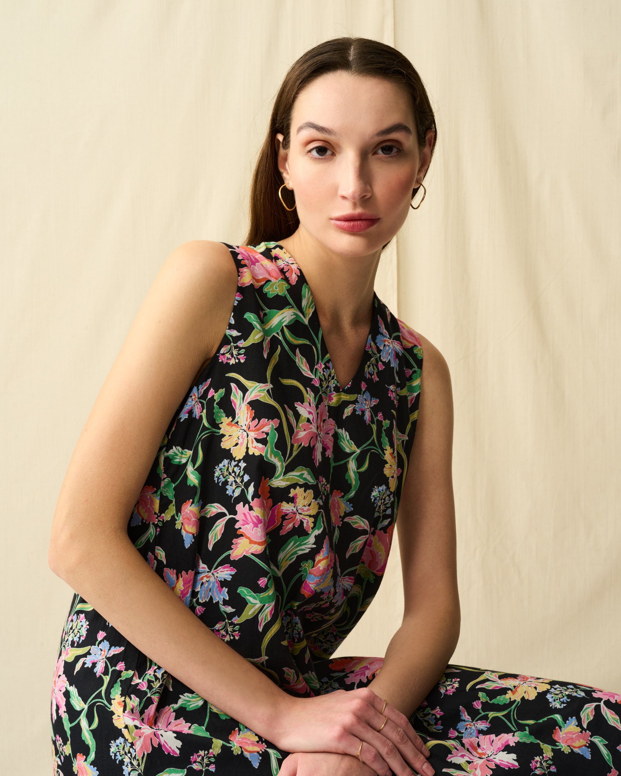 【予約】夏の月影のドレス Midnight Flowers/Black