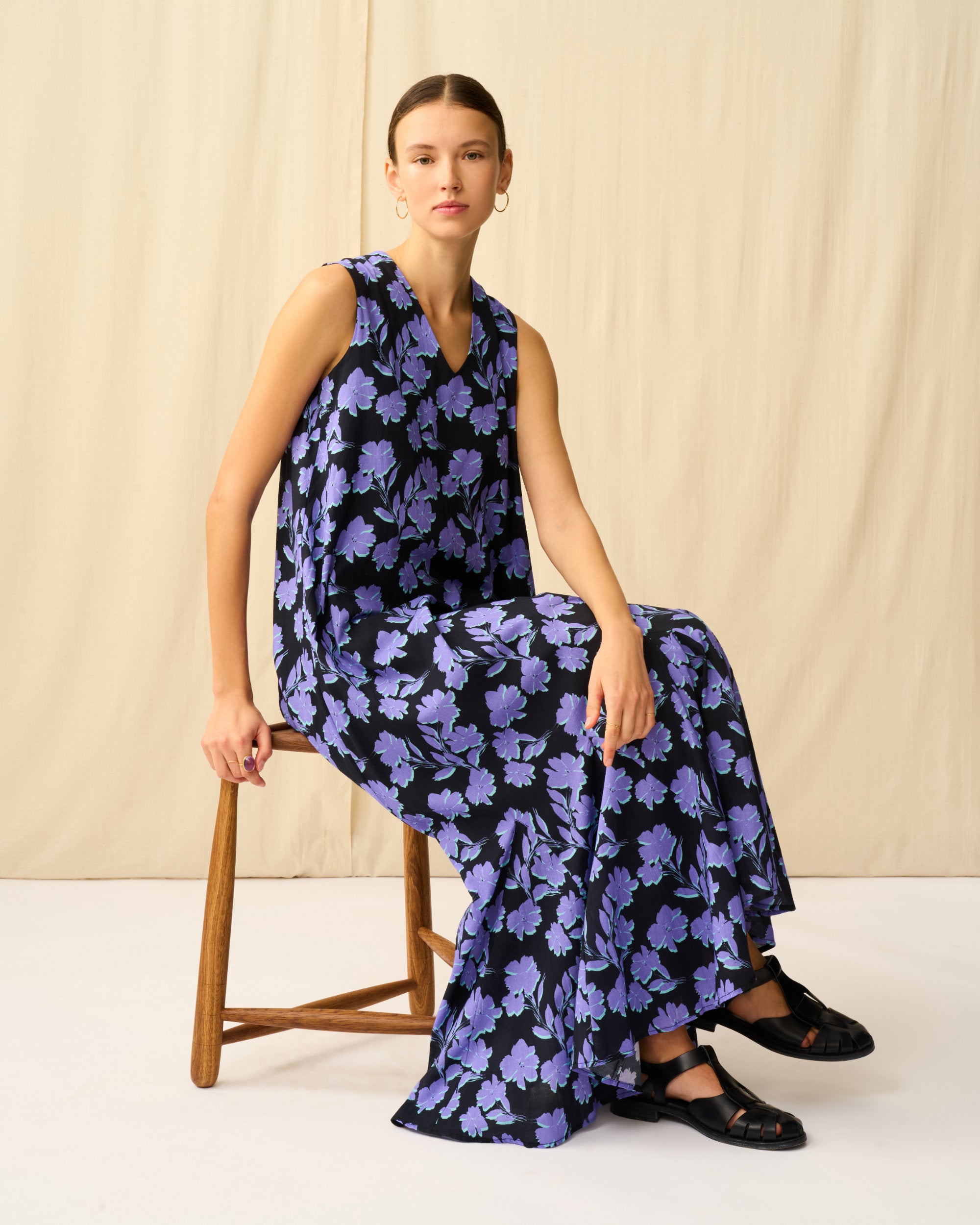 【予約】夏の月影のドレス Evening Bloom/Black