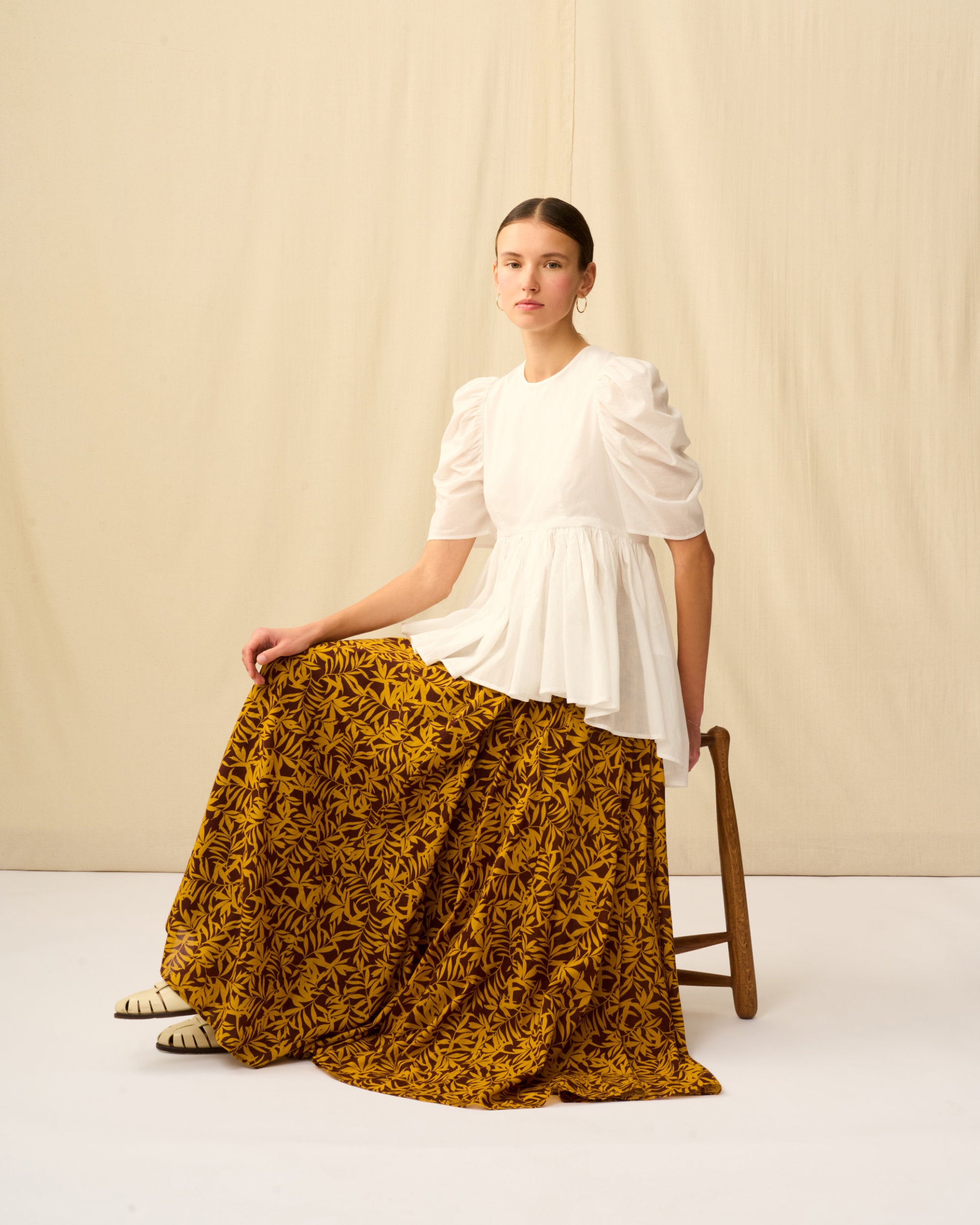 【予約】夜風のスカート Breezy Leaves/Brown