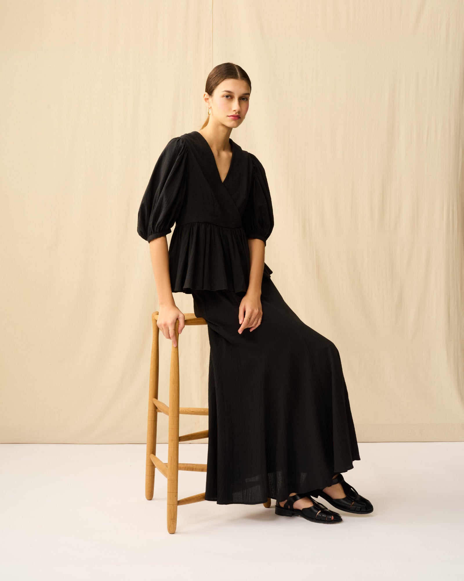 マドモアゼルのブラウス Seersucker Onyx