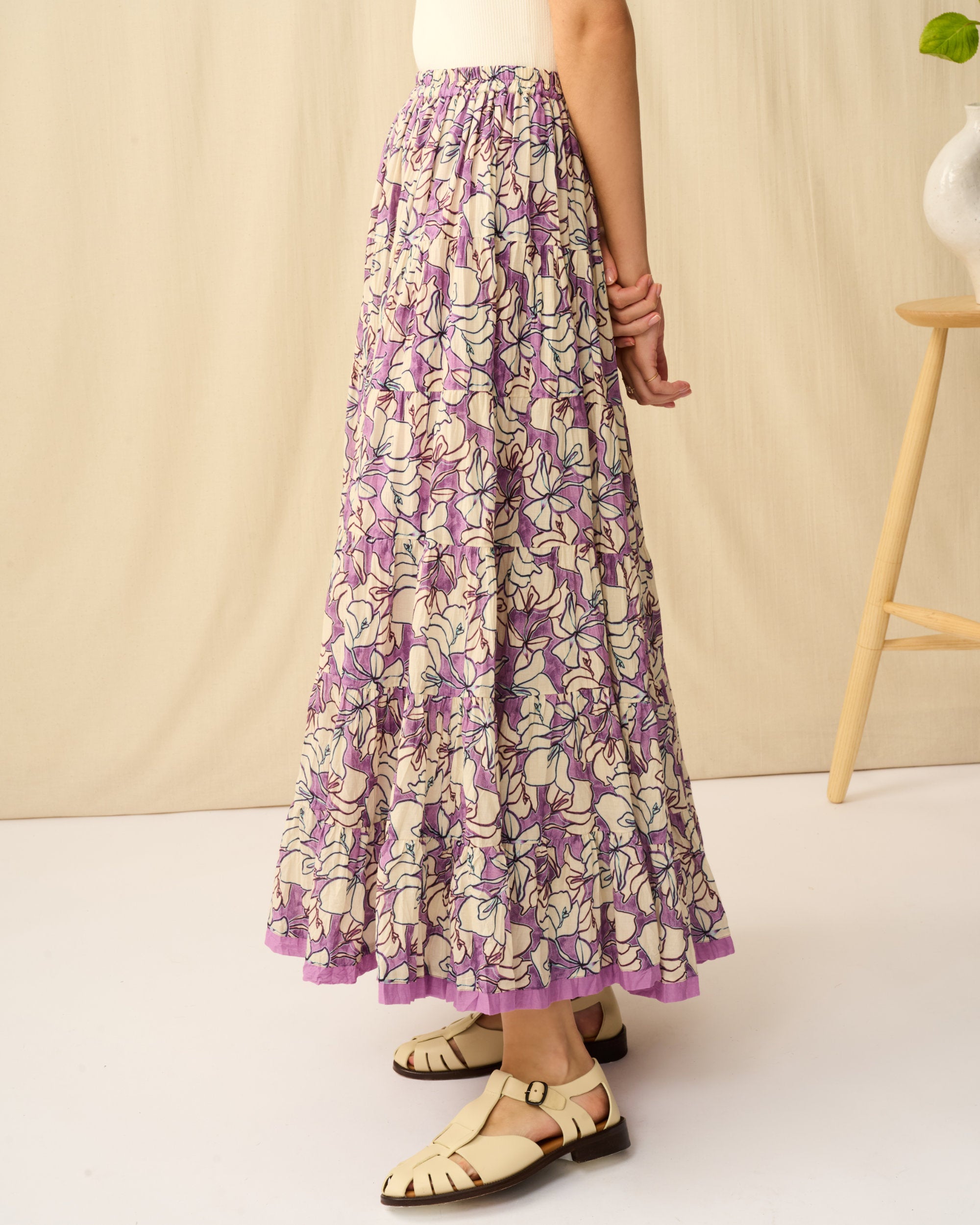 【予約】草原の虹のスカート Flower Poem/Purple