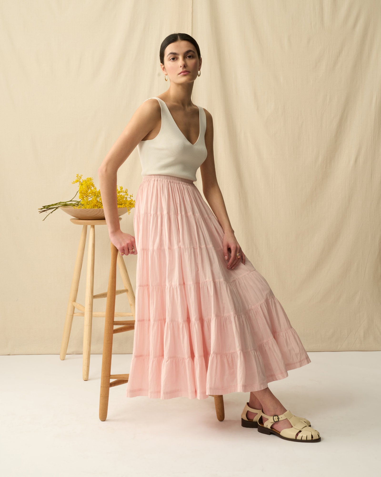 【予約】草原の虹のスカート Pink Pearl