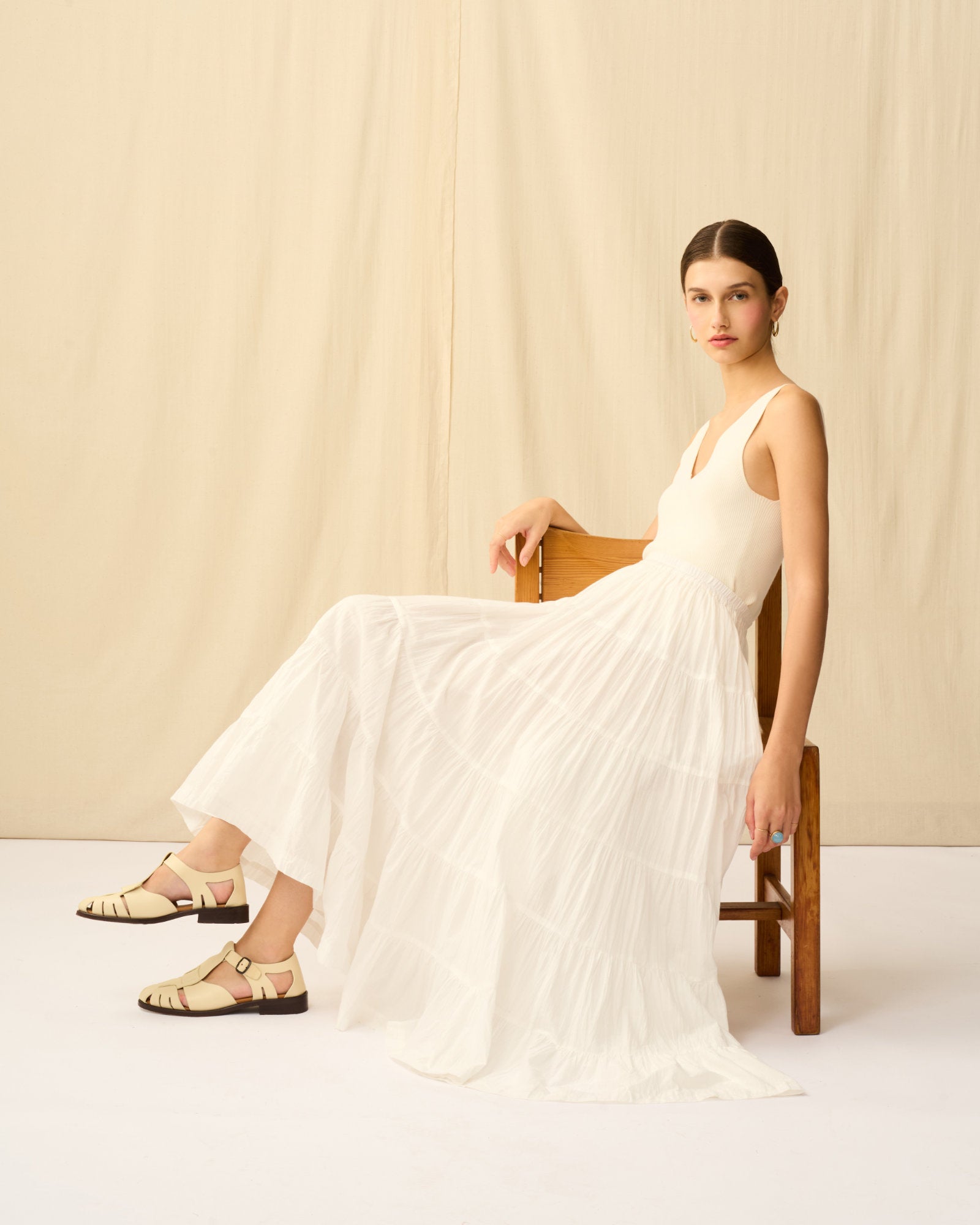 【予約】草原の虹のスカート White Chalcedony