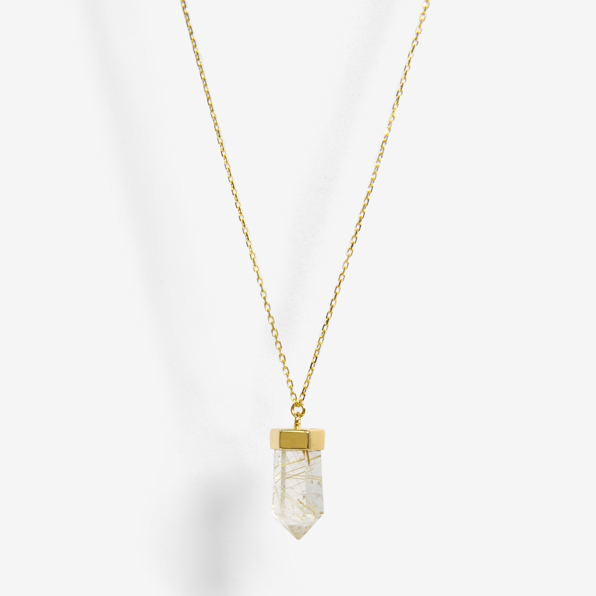 【オンライン限定】Gold Wand ネックレス ゴールドルチルクォーツ スモールレクタングルチェーン 60cm【K18YG】