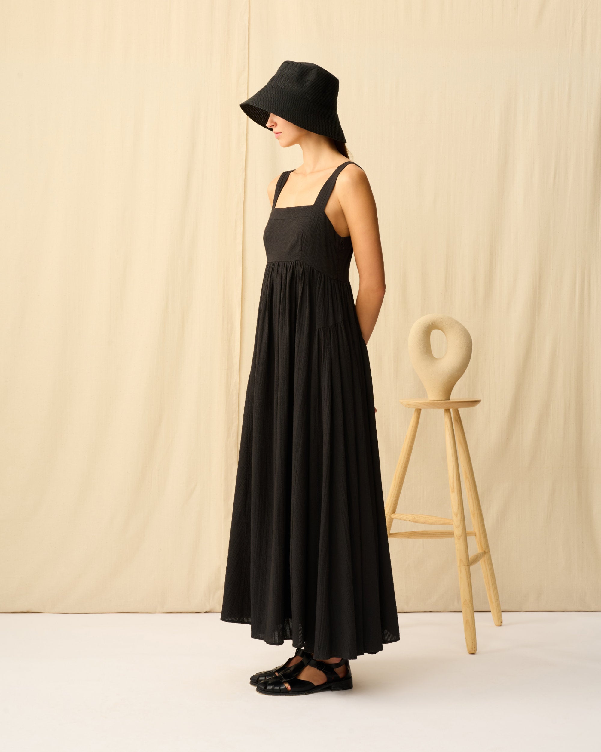 MARIHA(マリハ) ヘップバーンハット Long Brim Black 帽子 リゾートドレス
