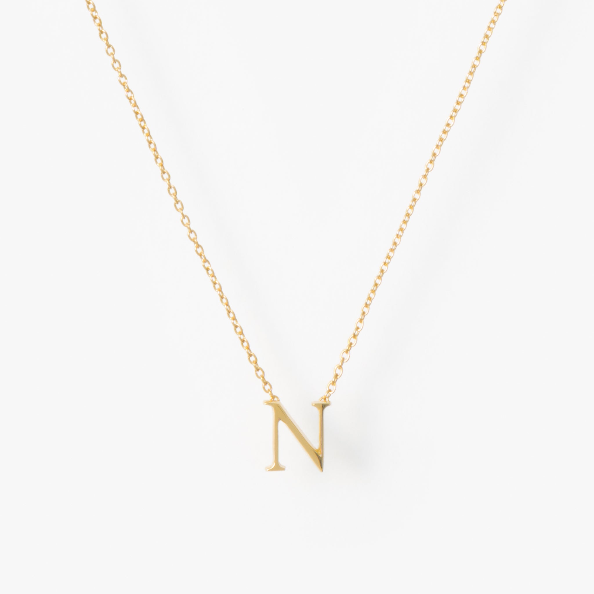 【オーダー商品】My Letters Silver ネックレス＜N＞50cm (ゴールドカラー)【SV925】