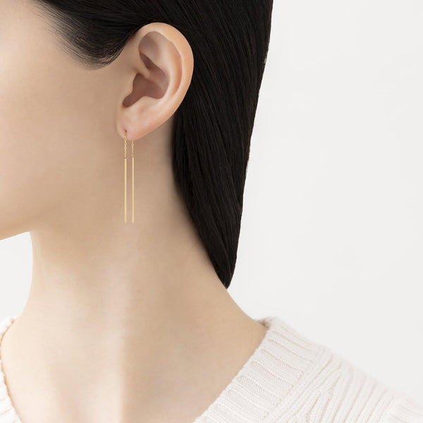 金の糸 ピアス (3×3) YG
