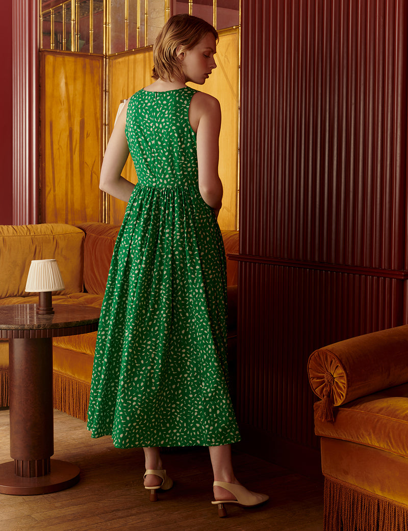 マリハ ワンピース 夏のレディのドレス Feathers/Green