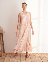 マリハ ワンピース 夏の月影のドレス Rainbow Stripes/White