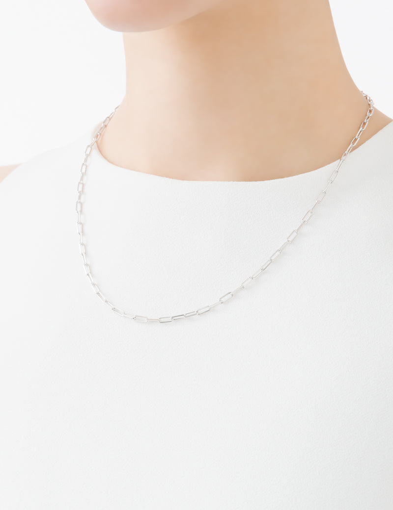 Silent Rain ネックレス<br> ロングレクタングルチェーン 45cm (シルバーカラー)