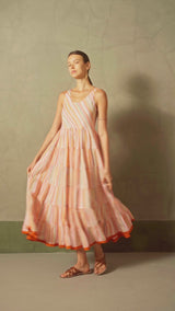 草原の虹のドレス<br>Rainbow Stripes/White