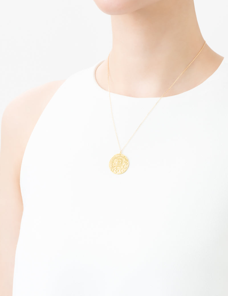 【オーダー商品】<br> Ancient Memories Gold ネックレス イエローゴールド Sun Lion レクタングルチェーン
