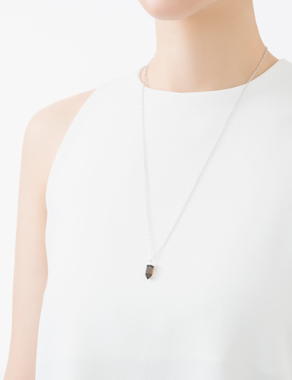 【オンライン限定】Wand ネックレス スモーキークォーツレクタングルチェーン 60cm【SV925】