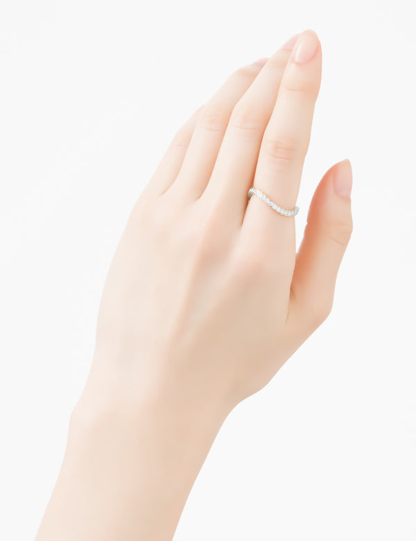 【オーダー商品】Eden リング<br> フルエタニティ ホワイトゴールド ウェーブ S