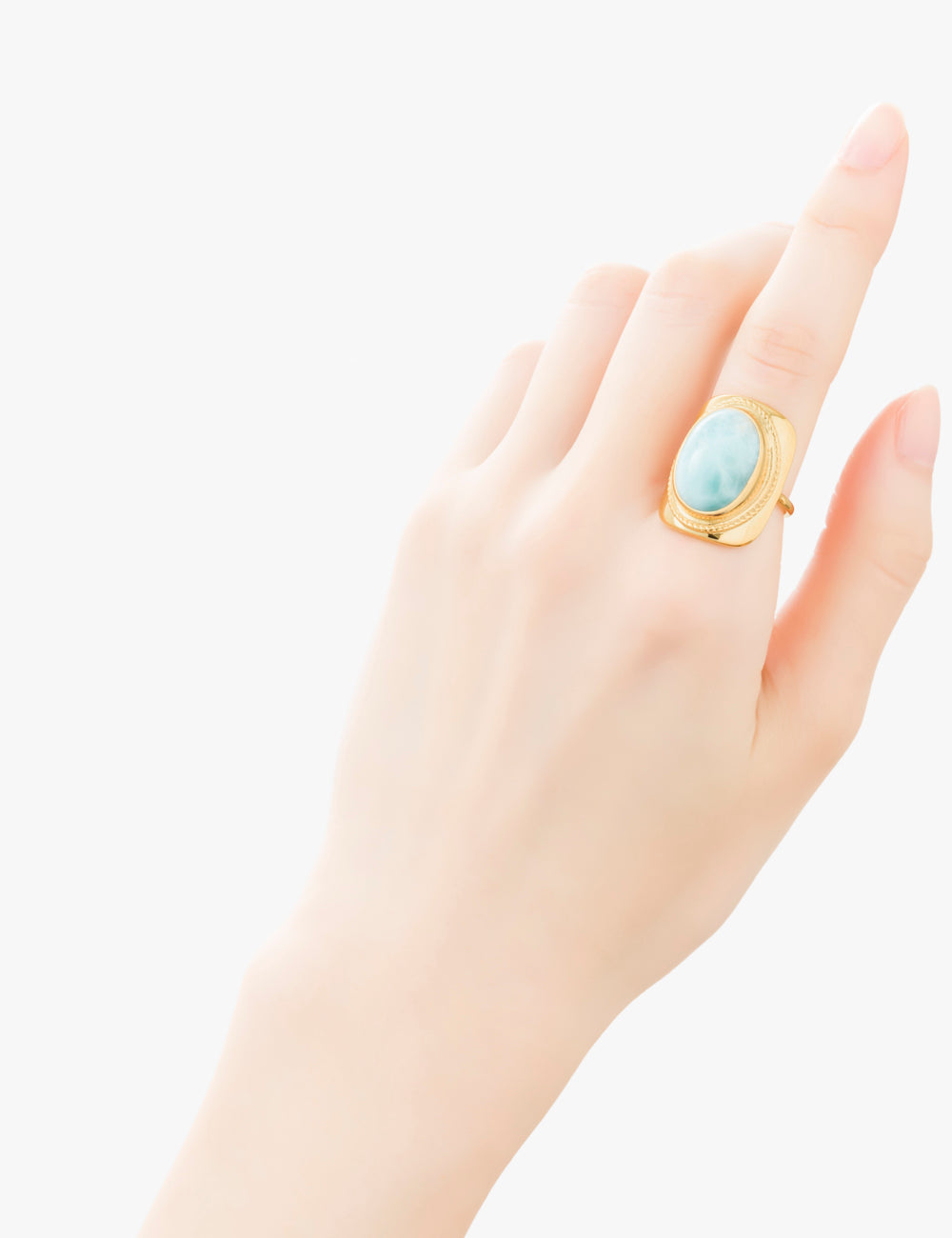 mau jewelry バングル ラリマー 天然石 ゴールドカラー-